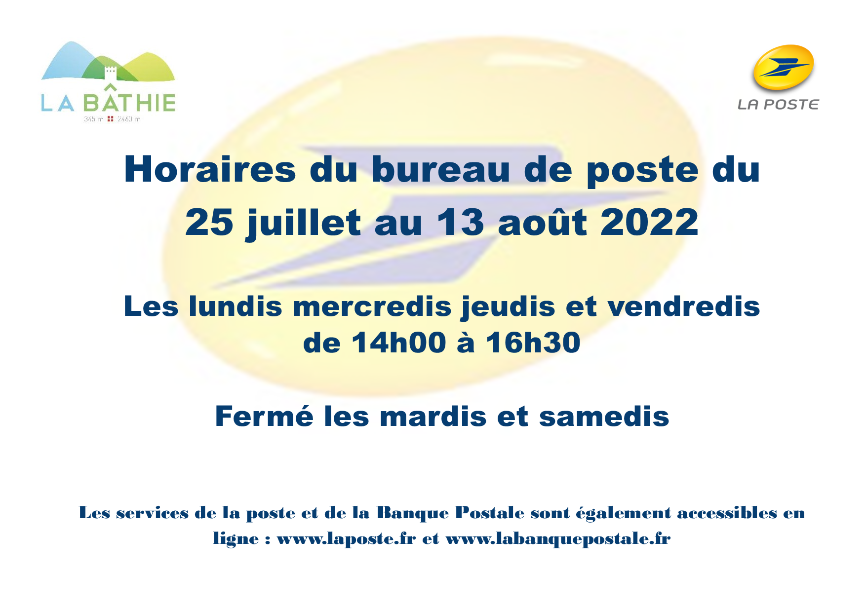 horaire poste blandy les tours